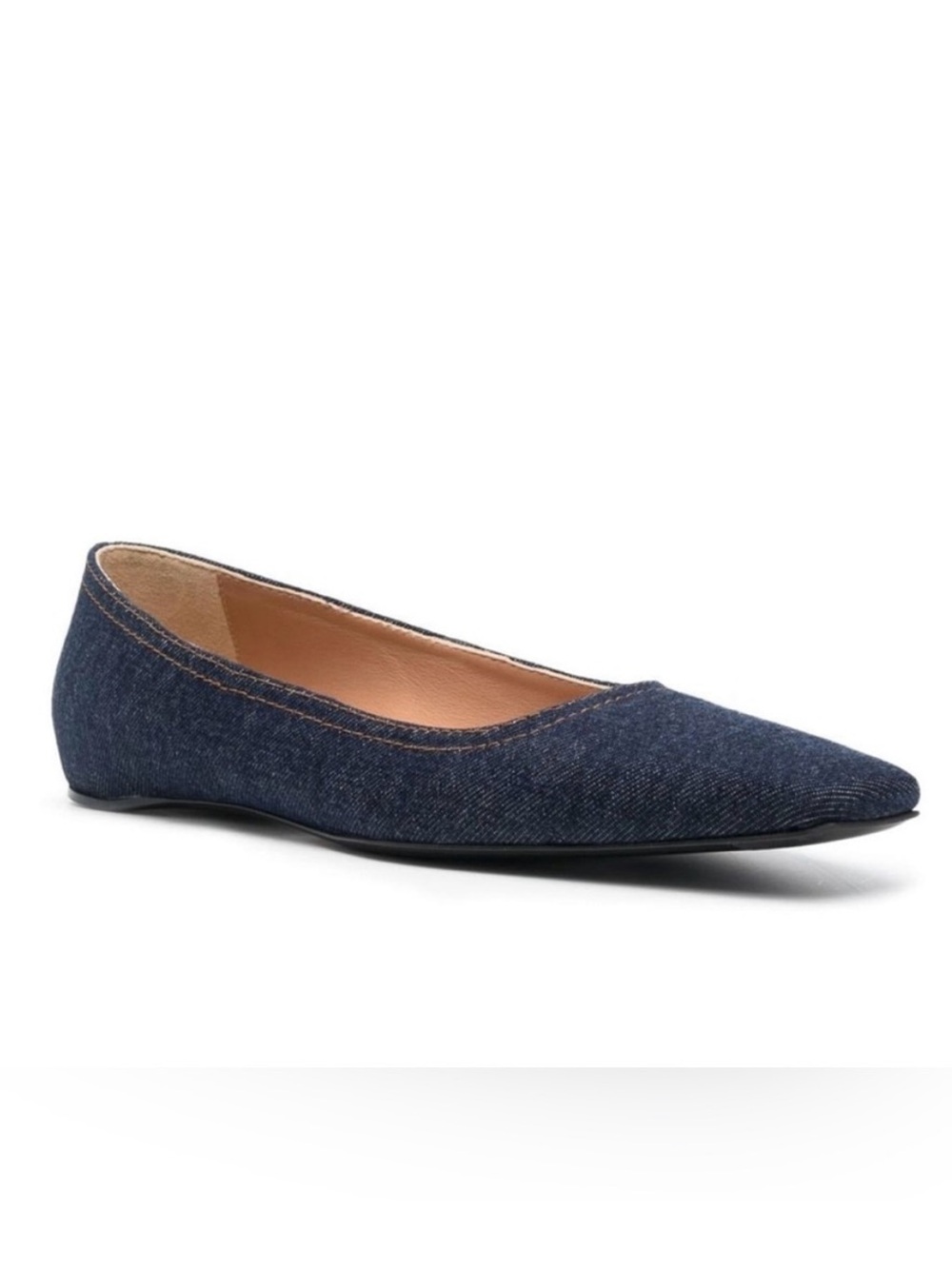 Toteme Denim Square-Toe Ballet Flat in Dark Blue - Picture 3 of 4